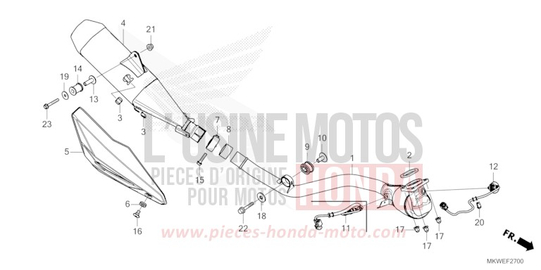 SILENCIEUX D'ECHAPPEMENT de NC750X "Méca" MAT PEARL GLARE WHITE (NHB54) 2025